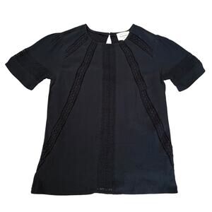 NEW Bohme Short Sleeve Top Lace Detailing Black Dark Romantic Goth Size XS